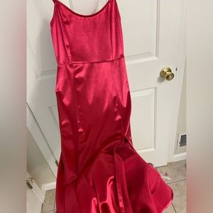 Pink silky dress with a split